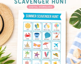 Summer Beach Scavenger Hunt Game, Printable Outdoor Activity (Digital Download)