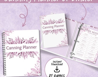 Planificador de conservas imprimible, planificador de finca, inventario de conservas congeladas, diario de conservas, carpeta de conservación, recetas de conservas, cuaderno de conservas