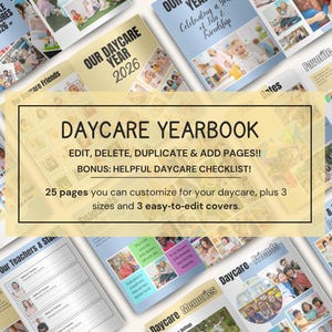 Daycare Yearbook Template – Editable Canva Yearbook for Daycare Centers, Preschools & Childcare Programs (25 Pages)