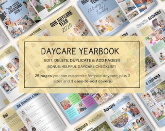 Daycare Yearbook Template – Editable Canva Yearbook for Daycare Centers, Preschools & Childcare Programs (25 Pages)