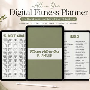 Digital Fitness Planner, Weight Loss & Fitness Tracker, Fitness Journal, Workout Planner, Meal Planner, Calorie Tracker Digital GoodNotes