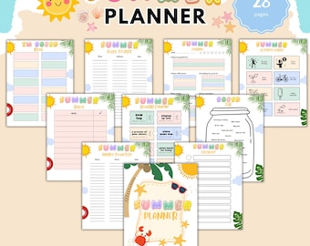 Summer Planner for Kids, Activity Journal, Chore Chart, Reading Tracker, Weekly Schedule & Bored Jar
