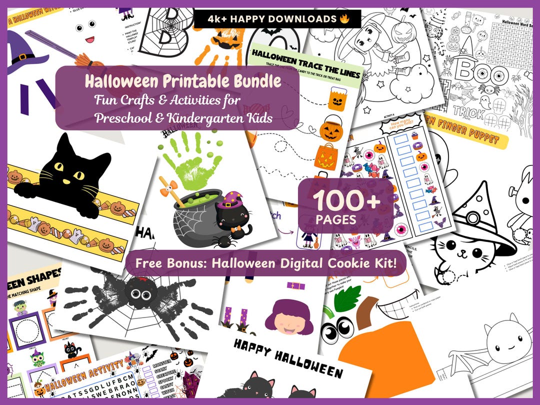 Halloween Activity Bundle Printable, Halloween Kids Crafts Ages 38