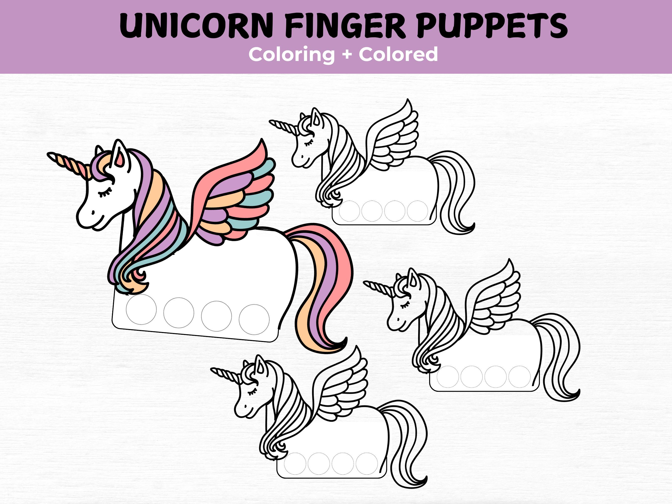 Unicorn Finger Puppets, Unicorn Paper Craft Printable, Finger Puppet ...
