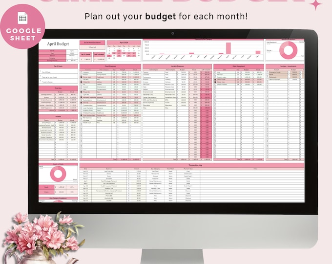 Monthly Budget Template | Google Sheets Budget Spreadsheet | Expense ...