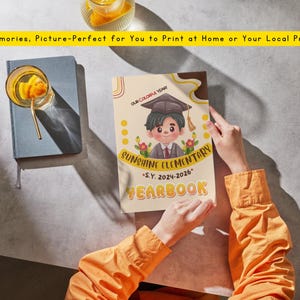 Elementary Yearbook Template, Editable Canva Yearbook, School Memory ...