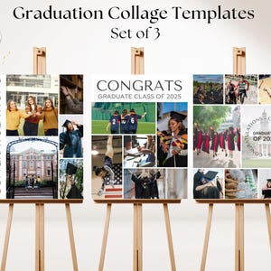 Graduation Photo Collage Template Set, Graduation Party Poster Display, Class of 2025, Personalized Gift for Graduate, Photo Memory Keepsake