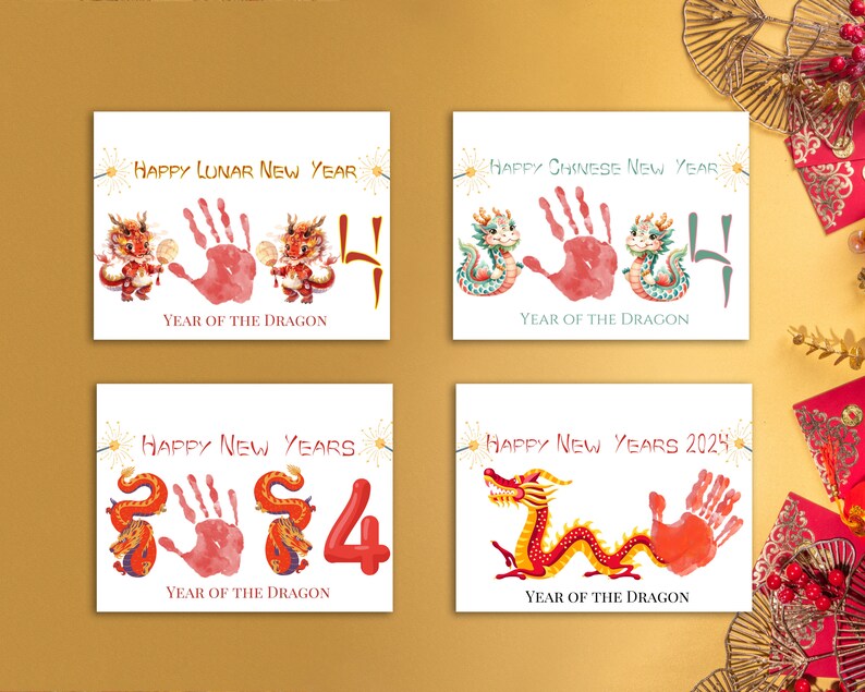 Lunar New Year Handprint Craft Bundle, Chinese New Year Handprint Art