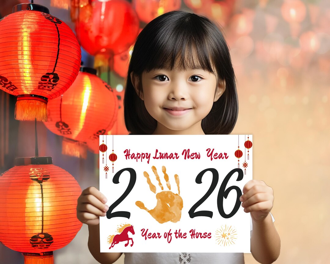 Printable Year of the Horse Handprint Craft, 2026 Lunar New Year Kids ...