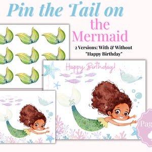 Pin the Tail on the Mermaid Game, Mermaid Birthday Party Activity, Under the Sea Game, Printable Ocean Party Game Mermaid Birthday Activity