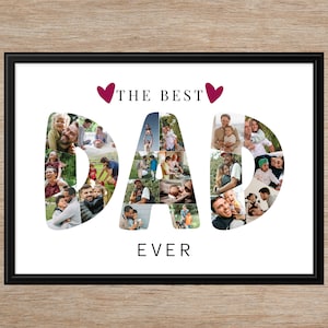 Druckbare benutzerdefinierte Geburtstagsfoto-Vater-Collage, beste Väter aller Zeiten Vorlage, Print at Home-Karte, Bearbeiten in Canva, personalisiertes DIY-Geschenk, Geschenk für Vati