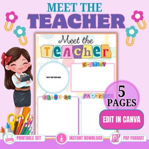 Meet the Teacher Template, Editable Teacher Bio, Back to School Welcome Letter, All About My Teacher, Printable Introduction Sheet Classroom
