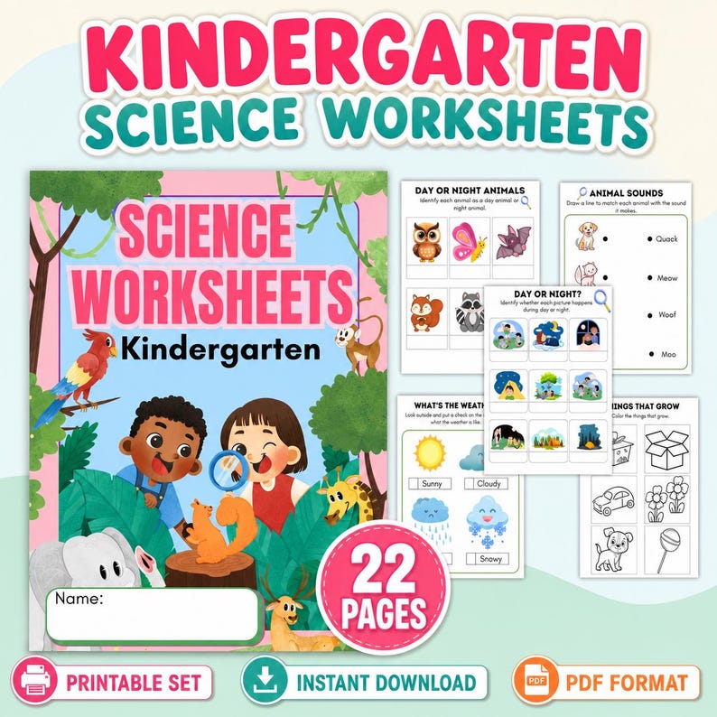 Kindergarten Science Worksheets, Homeschool Science, Science Activities for Kids, STEM Activities, Early Learning, Preschool Science (PDF) image 1