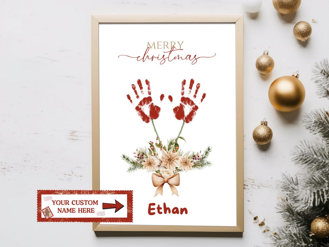 Personalized Christmas Handprint Art, Custom Name Handprint Craft, DIY ...
