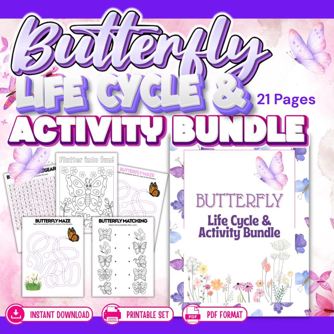 Butterfly Life Cycle Activity Bundle, Printable Insect Worksheets for ...