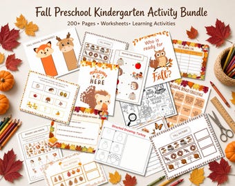 Fall Preschool Kindergarten Activity Bundle, 200+ Printable Learning Activities (Digital Download)
