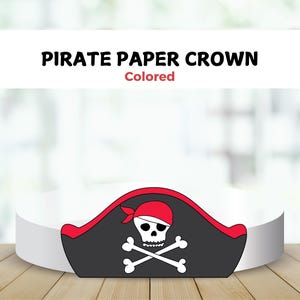 Pirate Hat Paper Crown Template, Printable Paper Crown, Pirate Party Headband, DIY Pirate Costume, Birthday Pirate Crown, Pirate Kids Craft