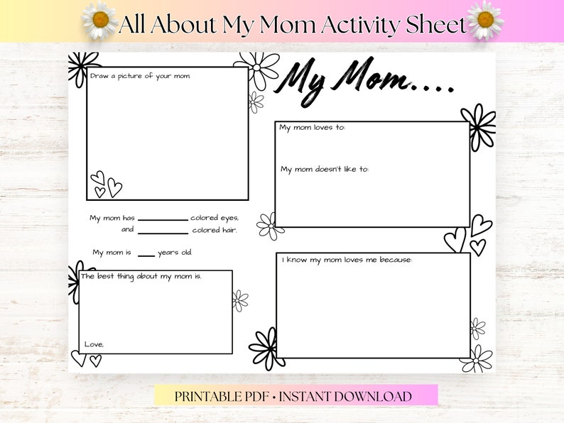 All About My Mom Printable Questionnaire, Mother’s Day or Birthday ...