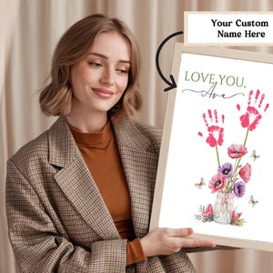 Custom Name Handprint Art Printable, DIY Kids Craft, Toddler Activity Handprint Craft, Custom Baby Handprint Keepsake, Hand Art Personalized
