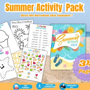 Kit d'activités estivales pour enfants, anti-ennuis, coloriage d'été, jeux de fête d'été, blagues, labyrinthes d'été, feuilles de travail d'été imprimables