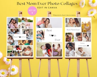 Mom Photo Collage Bundle, Best Mom Photo Frame, Custom Gift For Mom, Canva Photo Collage, Mother's Day Photo Gift, Personalized DIY Mom Gift