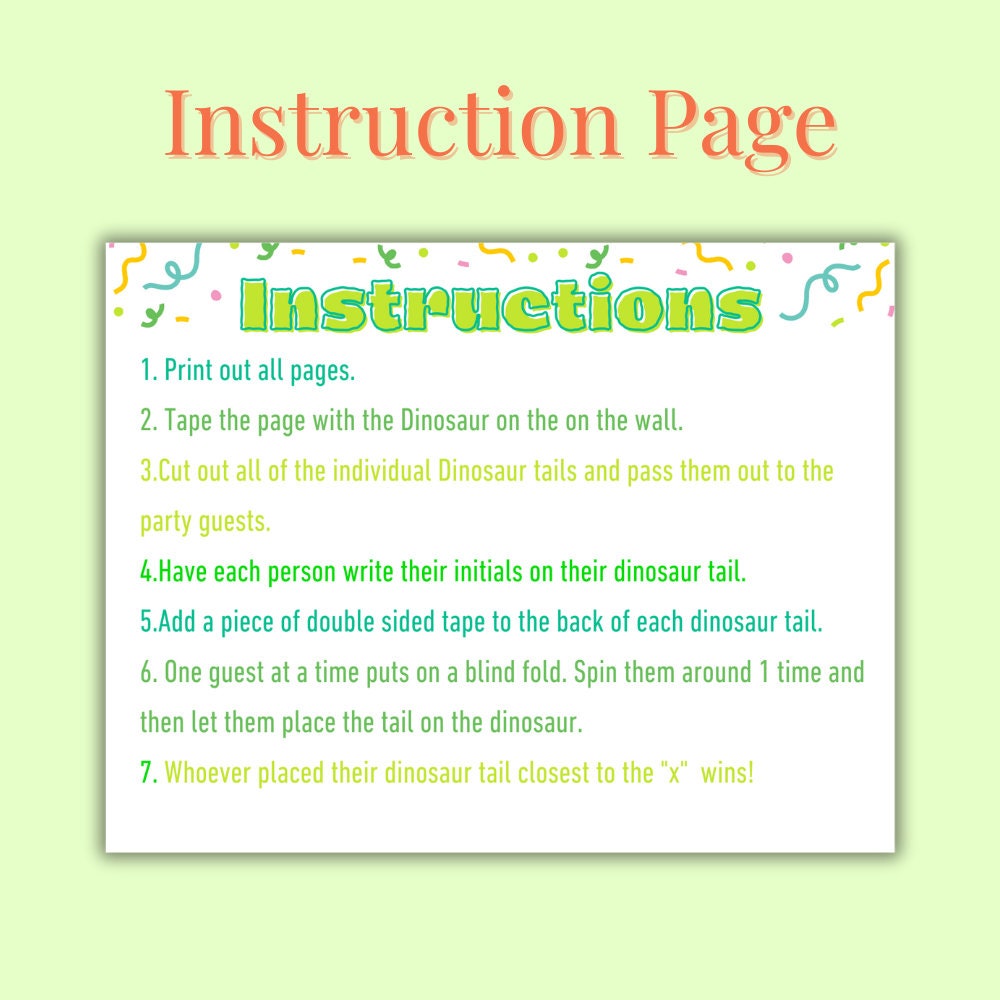 Gioco Pin The Tail On Dinosaur - Per Feste Bambini, Con 12 Code, Benda Occhi E Poster 53x46cm - Foto 6