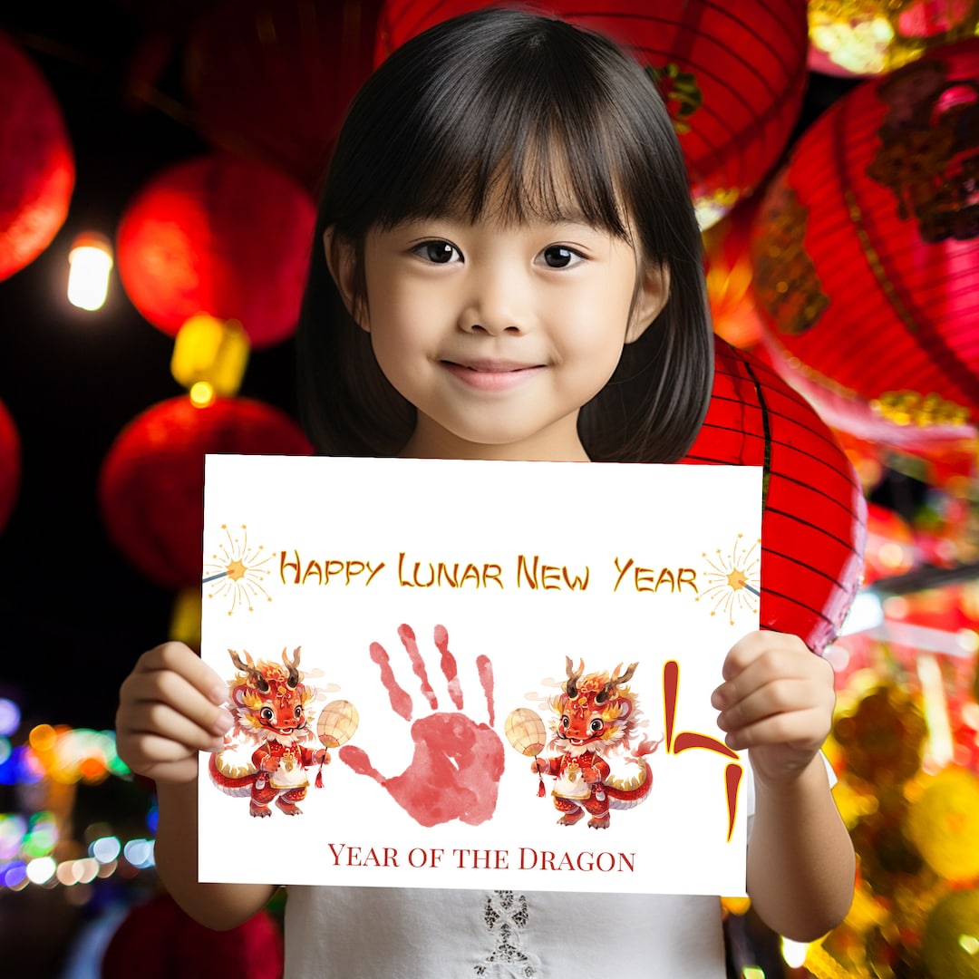 Lunar New Year Handprint Craft, 2024 Chinese New Year Handprint Art