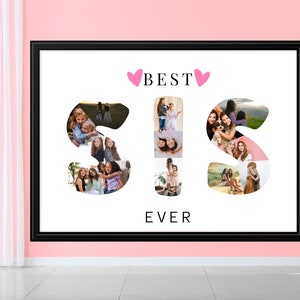 Sister Photo Collage, Best Sis Birthday Gift, Personalized Sister Gift, Sister Photo Print, Gifts for Her, DIY Canva Template Print At Home