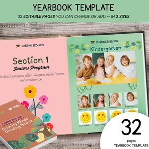 Editable School Yearbook Canva Template, Elementary Memory Book (Digital Download)