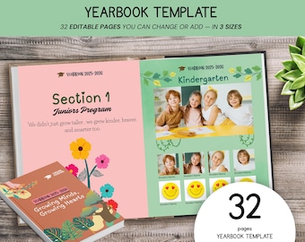 Bearbeitbares Schuljahrbuch Canva Template, Elementares Erinnerungsbuch (Digitaler Download)