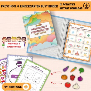 Reliure de livre Occupé pour la maternelle et la maternelle, Activités préscolaires, Feuilles d'exercices pour les tout-petits, Reliure d'apprentissage pour tout-petits, Pages à colorier de formes