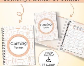 Planificador de enlatado imprimible, Planificador de granjas, Inventario de enlatado congelado, Diario de enlatado, Carpeta de conservación, Cuaderno de enlatado de recetas de enlatado