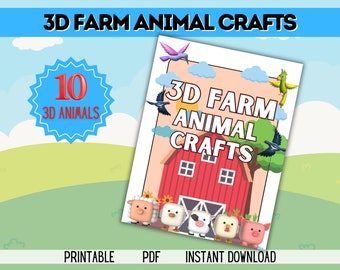 3d Farm Animal Crafts, Preschool Activities Printable 3d Farm Animals Matching Homeschool Kindergarten Activity for Kids Toddler Activities