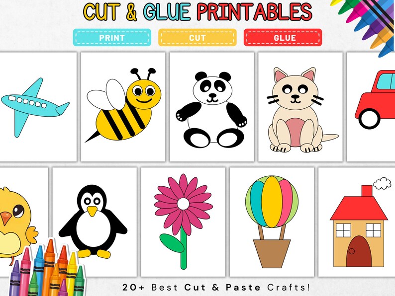 Cut and Glue Printable Bundle, Preschool Scissor Skills & Fine Motor ...