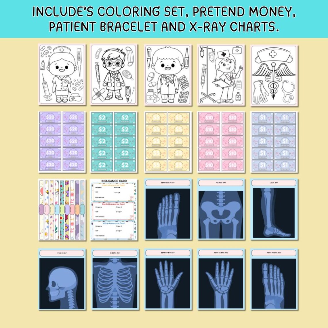 Doctor Pretend Play Printables, Doctor Office Dramatic Play Set, Kids ...