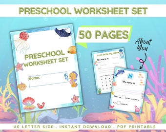 Under the Sea Preschool Activity Worksheets, Learning Bundle (PDF)