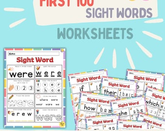 Eerste 100 afdrukbare werkbladen met zichtwoorden, kleuterschool-1e leerjaar zichtwoorden peuterspelling peuterwerkbladen spellingleesactiviteit