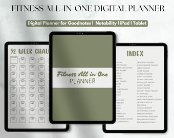 Digital Fitness Planner, Weight Loss & Fitness Tracker, Fitness Journal, Workout Planner, Meal Planner, Calorie Tracker Digital GoodNotes