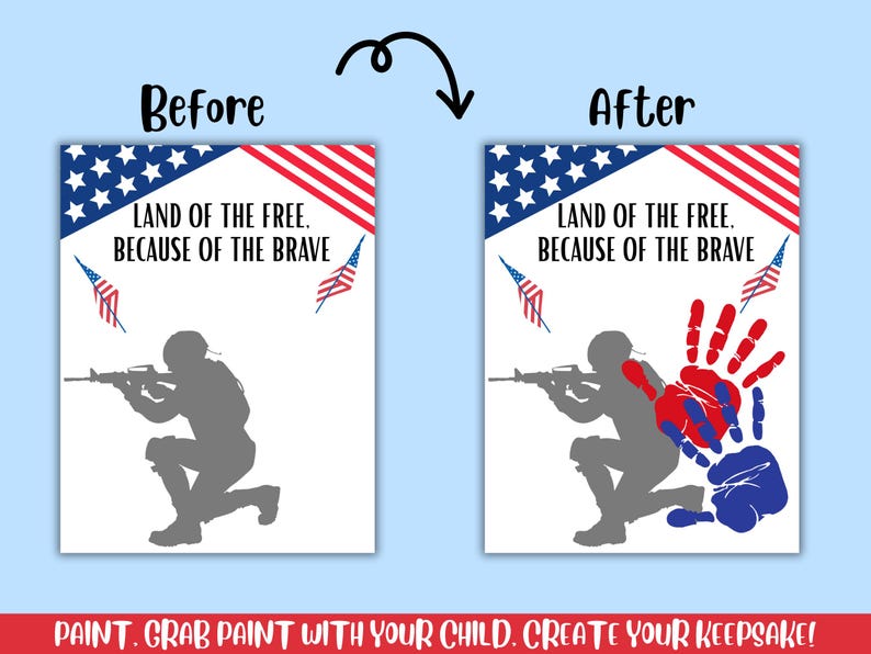 Memorial Day Handprint Art, Land of the Free Patriotic Handprint Craft ...