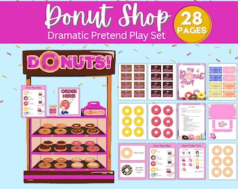 Donut Shop Pretend Play Set, Bakery Role Play (Printable PDF)