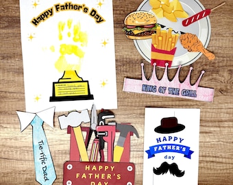 Father's Day Card for Kids, Shirt and Tie Card, DIY Heart Card for Dad, Stepdad or Grandpa, Father's Day Craft Template, Preschool Printable