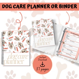 Dog Care Planner, Printable Dog Care Binder, Dog Training Checklist, Grooming Tracker, Pet Tracker, Pet Care Planner, Dog Journal, New Puppy