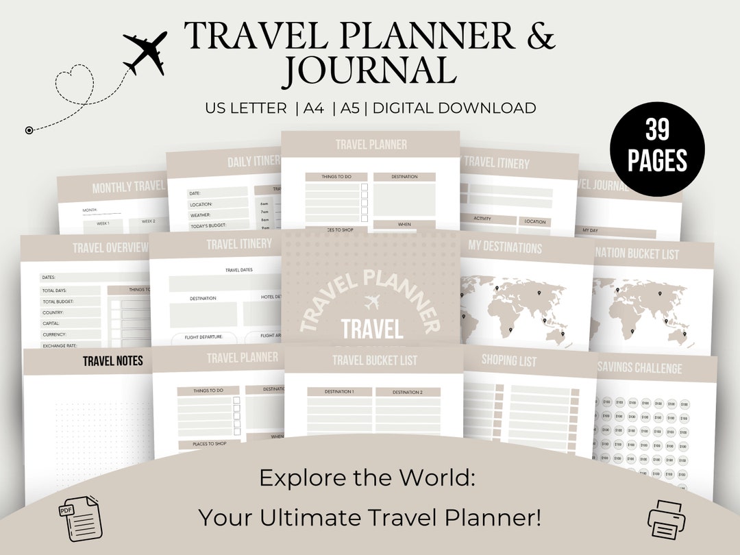 Printable Travel Planner, Travel Destination Itinerary, Packing ...