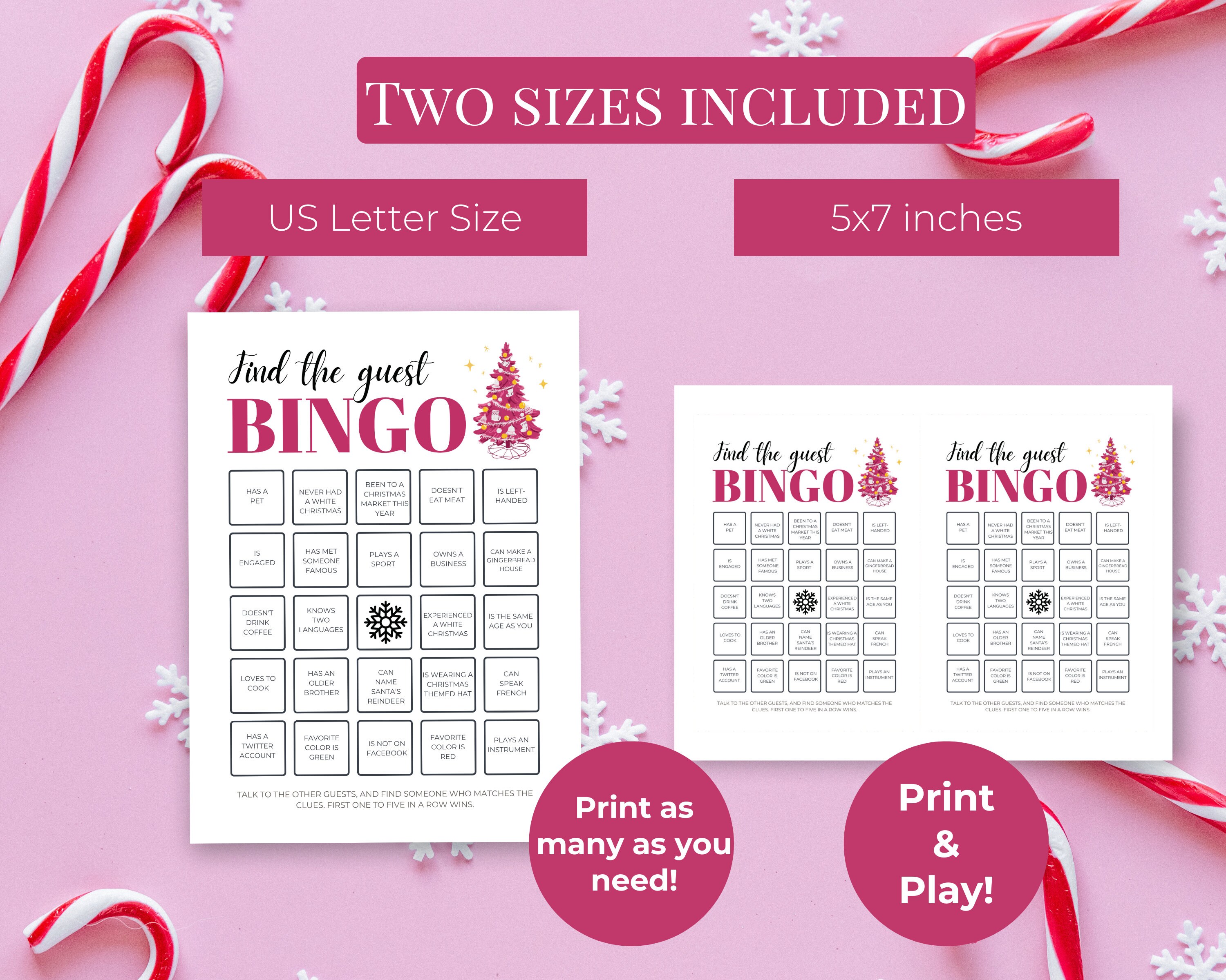 Find the Guest Game, Christmas Bingo Printable, Christmas Icebreaker
