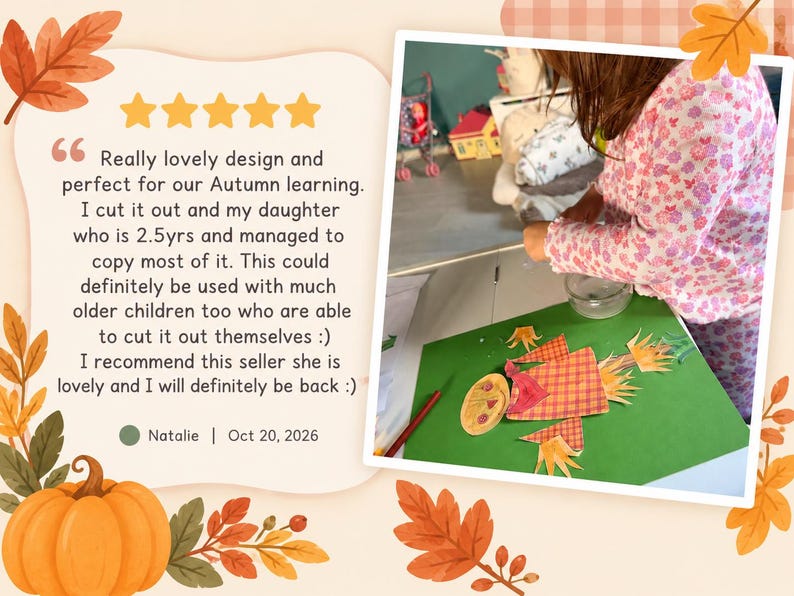 Build a Scarecrow Craft for Kids, Fall Kids Activity, Autumn Toddler Craft, Thanksgiving Printable, Fall Project, Fall Learning Worksheets image 4