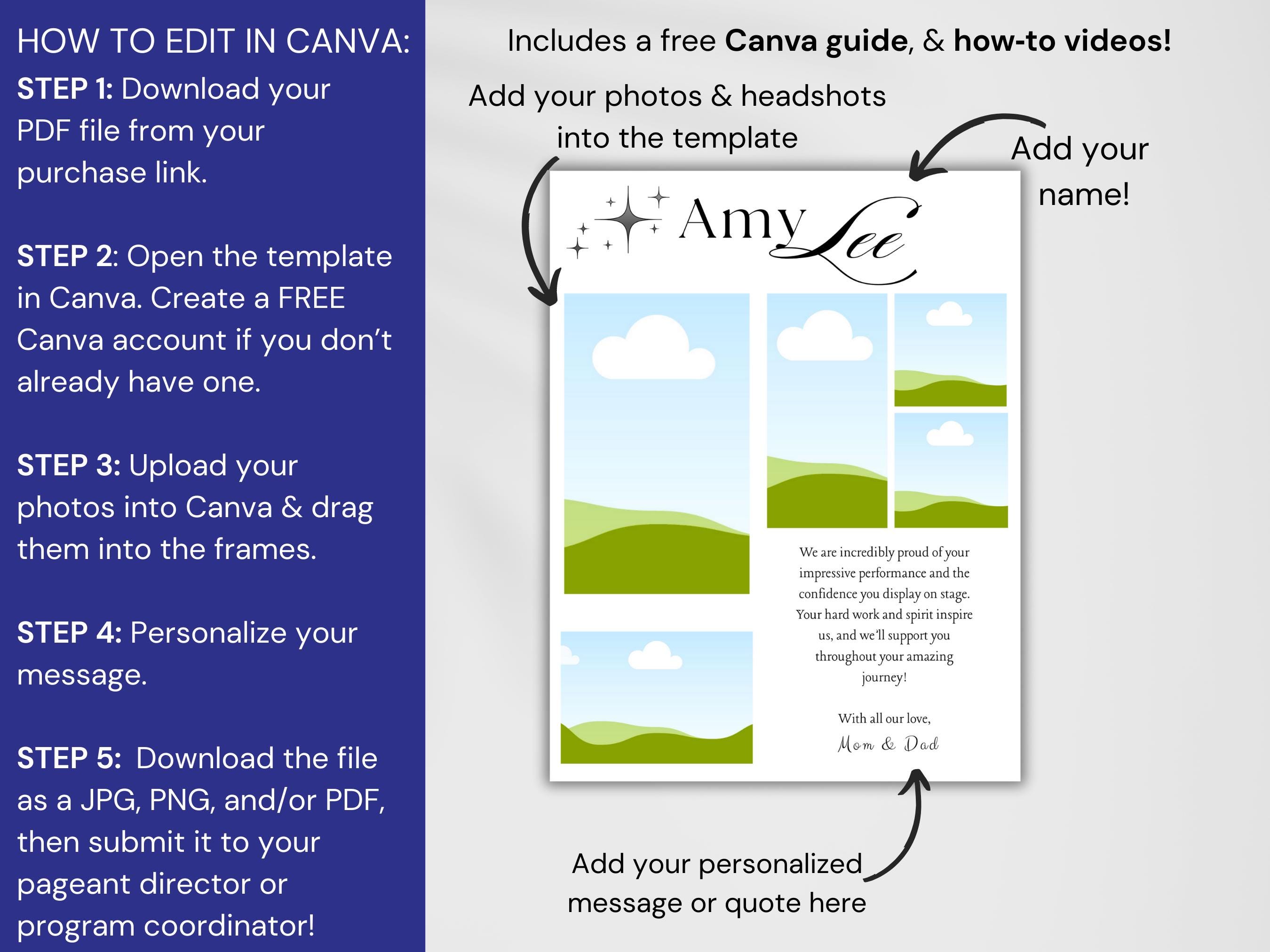 Pageant Programme Layout Full Page Pageant Ad Template, Printable Pageant Tribute Program Ad ...