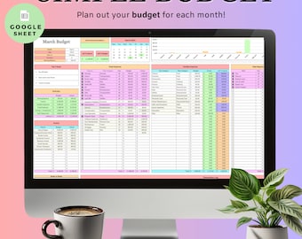 Planilha de orçamento simples Planilhas Google, Planejador de orçamento para Planilhas Google, Planilha de orçamento pessoal, Rastreador de despesas de orçamento Planilhas Google