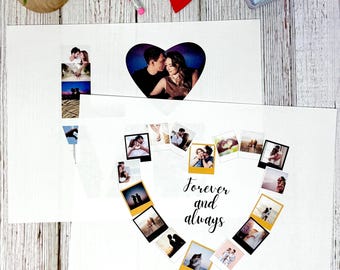 Heart Photo Collage Template Printable, Custom DIY Picture Collage, Anniversary Couple Photo Love Collage