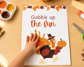 Thanksgiving Handprint Craft, Turkey Handprint Art, Fall Handprint Keepsake, Preschool Daycare Toddler Activities, Kids Thanksgiving Craft