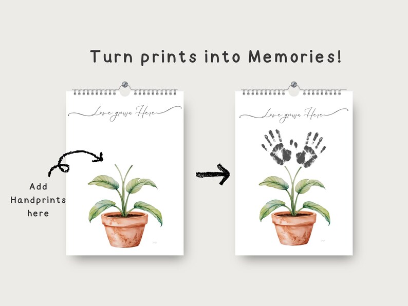 Love Grows Here Handprint Art, Mom Gift (PDF) - Etsy